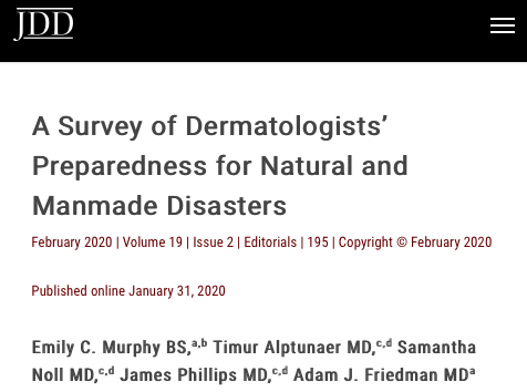 Friedman Dermatologist ODAC disaster preparedness
